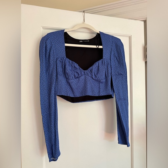 Zara polka dot cropped blouse - Picture 1 of 3